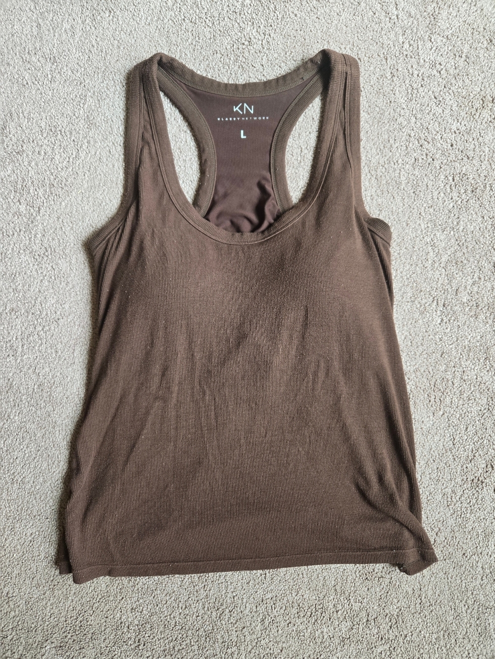 Klassy Network Brown Ribbed Scoop Neck Tank Top - Picture 6 of 8